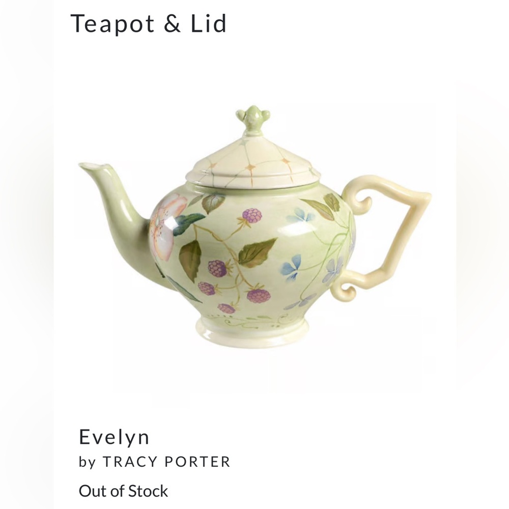 VGUC Tracy Porter Evelyn pattern hand painted berry design teapot, sugar,creamer